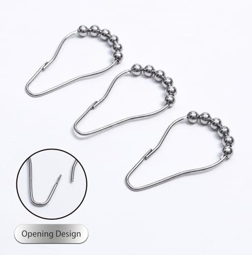 Rust-Proof Stainless Steel Shower Curtain Hooks - 12 Pcs, Polished Nickel