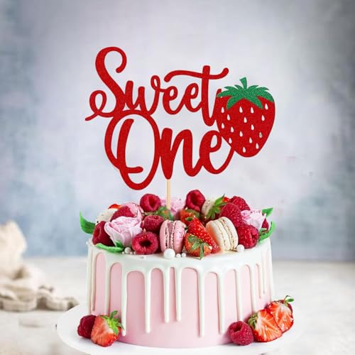 Sweet One Strawberry Cake Topper for 1st Birthday Party