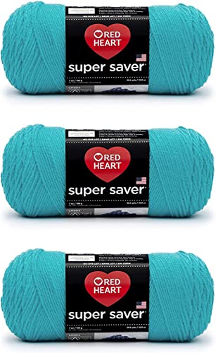 Red Heart Super Saver Turqua Yarn 3-Pack - 100% Acrylic, 364 Yards Each