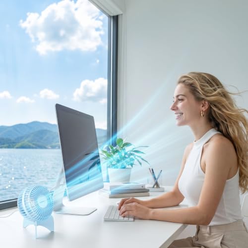 HandFan USB Desk Fan - Quiet 3-Speed Mini Cooling Fan