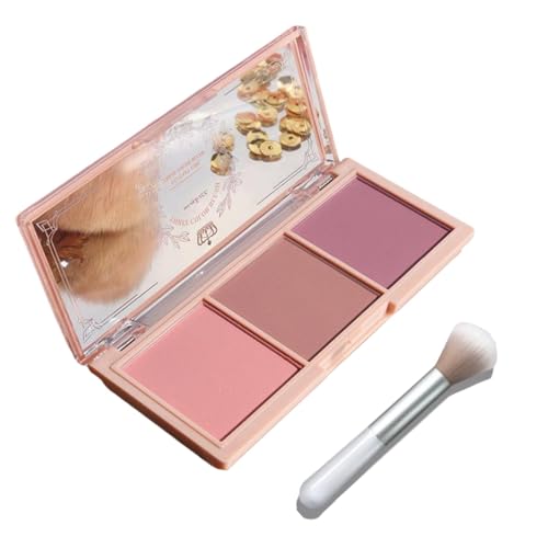 TIKIYOUN 3 Color Blush Palette with Brush Natural Matte Powder Trio