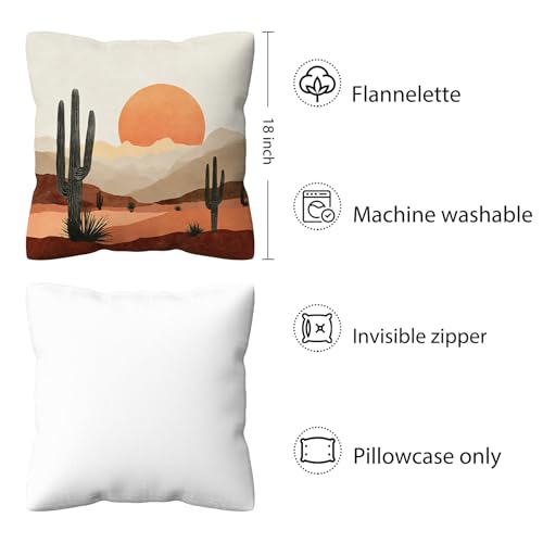 Boho Western Throw Pillow Cover 18x18, Southwest Desert Landscape Case