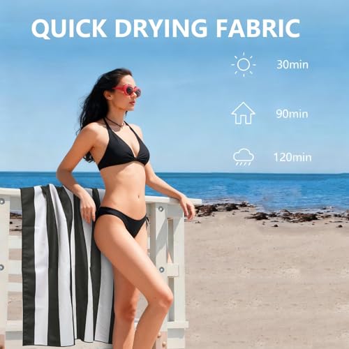GUWESHIJ Black Beach Towel, 31"x63" Lightweight Quick Dry Microfiber