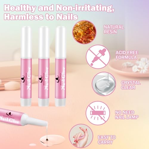 MAGIC ARMOR 15PCS Professional Nail Glue for Acrylic & Press on Nails
