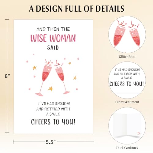 Funny Retirement Card for Women - Pink Champagne Design