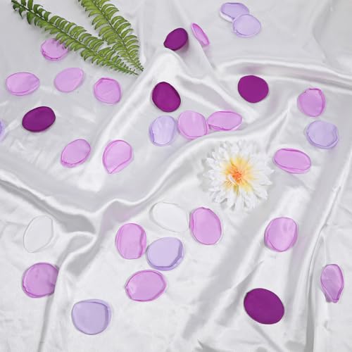 200Pcs Purple & White Silk Rose Petals for Weddings & Decor