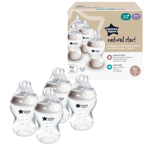 Tommee Tippee Natural Start Anti-Colic 9 oz Wide Neck Baby Bottles - Pack of 4