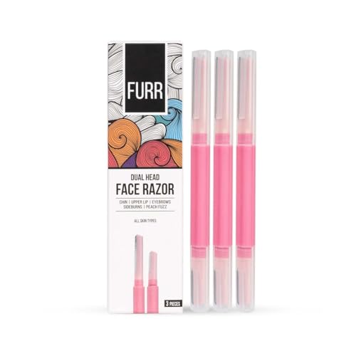 FURR Face Razor for Women - Dual Blade Dermaplaning Tool, 4 Pack