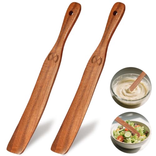 Azureblue 2Pcs Skinny Spurtle for Sourdough Starter - Wooden Baking Utensils