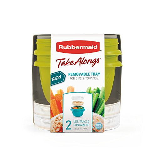 Rubbermaid TakeAlongs 2-Cup Snack Food Storage Container with Divided Tray - 2 Lids & BPA-Free