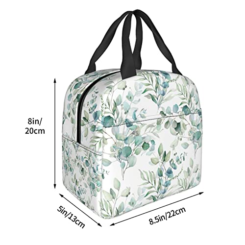 Sage Green Insulated Lunch Bag - Eucalyptus Floral Design