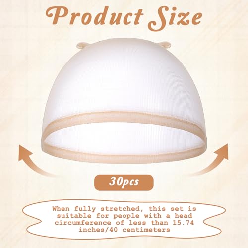 HD Wig Caps 30 Pack Ultra Thin Sheer Nylon Breathable Non Slip Stocking Caps for Lace Front Wigs