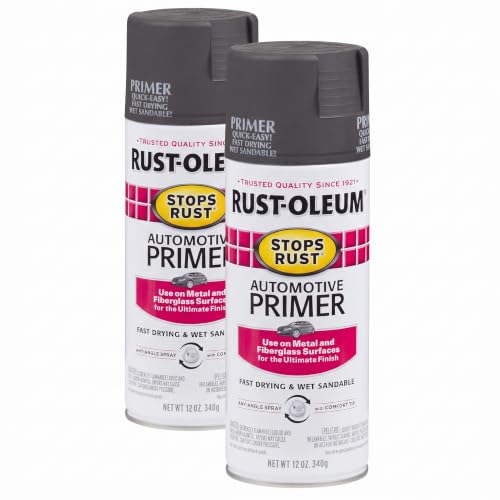 Rust-Oleum Stops Rust Automotive Primer Flat Dark Gray 12oz Spray Pack of 2