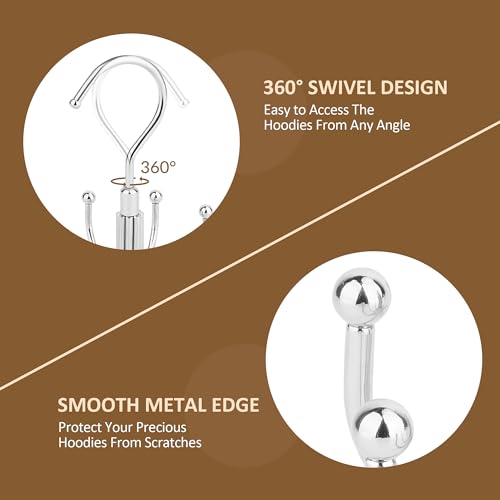 ZEDODIER Hoodie Hanger, 8-Capacity Sweatshirt Organizer for Closet - Silver
