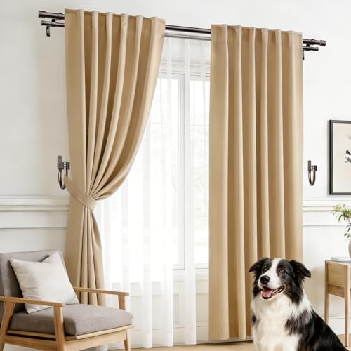TONIAL Bronze Curtain Holdbacks with Classic Cap Finials (2 Pack) - Durable Wall-Mounted Hooks for Drapes