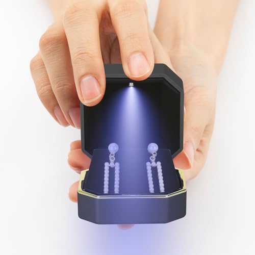 LED Velvet Jewelry Storage Box for Earrings & Necklaces - Black