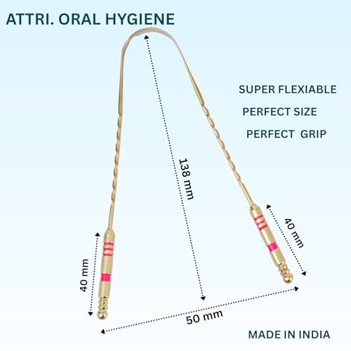Pure Brass Tongue Scraper with Eco-Friendly Pouch for Fresh Breath