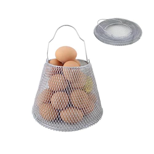ROLUXENTIA Collapsible Metal Egg Basket - 20-25 Egg Capacity, Hanging & Portable Storage