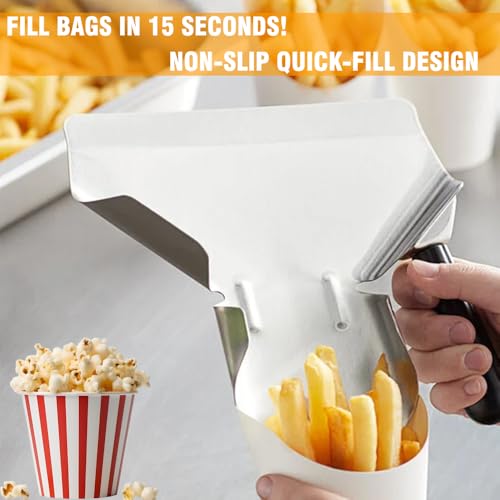 Stainless Steel French Fry & Popcorn Scoop – Ergonomic Quick-Fill Utensil