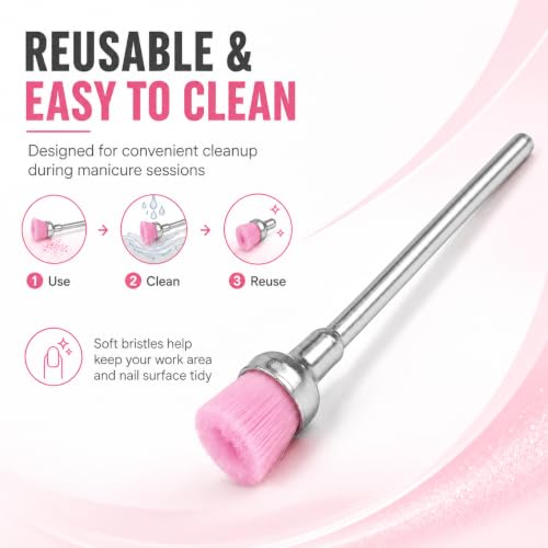 Tones Nail Drill Cleaning Brush Bit - Soft Nylon Electric File Tool