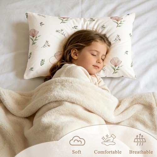 SWESEN 2-Pack Floral Toddler Pillow Cases - Soft Travel Covers 13x18