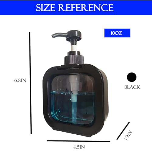 Black Wall-Mounted Soap Dispenser - 10oz Hand Soap & Shampoo Pump