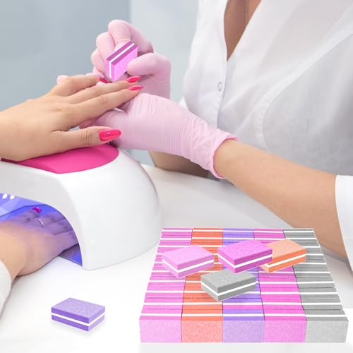 50 Pack Mini Nail Buffers 100/180 Grit Double-Sided Nail Files and Buffing Blocks for Acrylic and Natural Nails