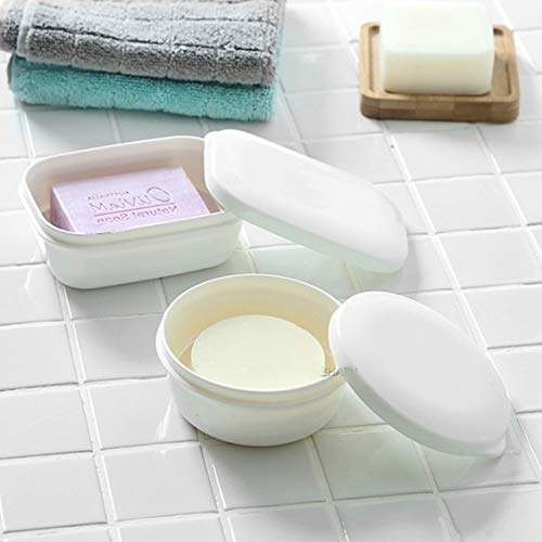 LENITH Portable Travel Soap Case - Round White Waterproof Soap Holder Box