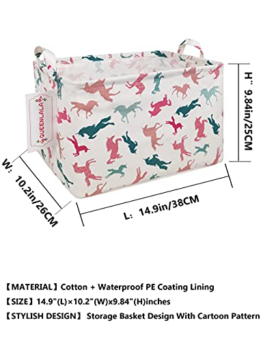 Collapsible Laundry Basket with Side Handles - Unicorn Design, 14.9x10.2x9.1in