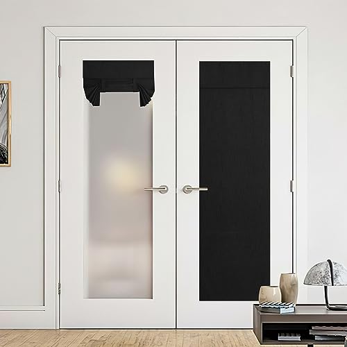 NICETOWN 30" x 72" Jet Black Faux Linen Blackout Curtain Panel