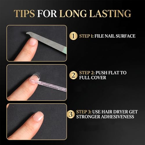 Clear Nail Adhesive Tabs 300pcs - Double Sided Jelly Glue for Press On Nails