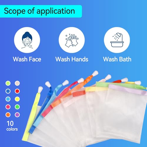 10-Pack Mesh Soap Saver Bag and Exfoliating Pouch with Drawstring
