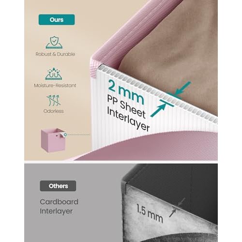 SONGMICS Storage Cubes, Set of 6 Foldable Storage Boxes, 10.2 x 10.2 x 11 Inches, Closet Organizers for Shelf, Rainbow Storage Bins, Colorful Fabric Bins for Bedroom, Living Room URFB226X01