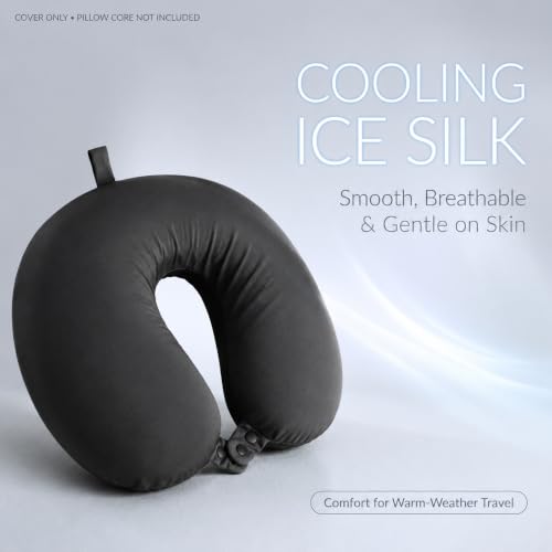 Grey Ice Silk Neck Pillow Cover - Cooling U-Shaped Travel Accessory