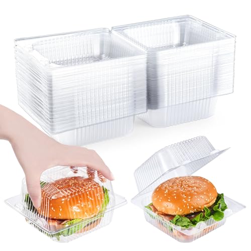 50 Heavy Duty Clear Clamshell Food Containers with Lids