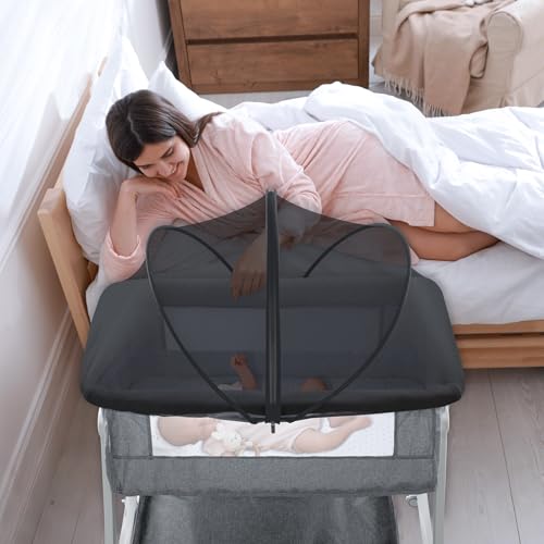 Bassinet Mosquito Net Cover - Breathable Mesh Canopy, Black-Small