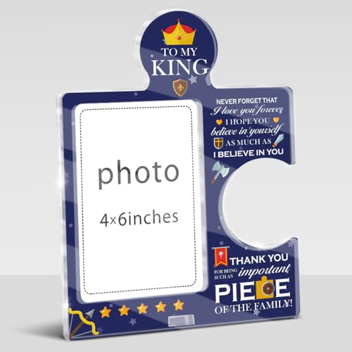 Motivational Puzzle Picture Frame for Son - Acrylic 4x6 Photo Gift