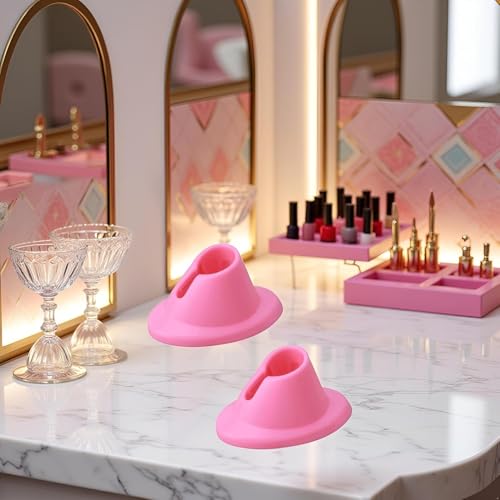 2-Pack Pink Rubber Nail Polish Holders - Anti-Spill Stand