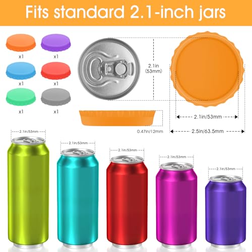 6-Pack Silicone Soda Can Lids - Reusable BPA-Free Covers for Standard Cans