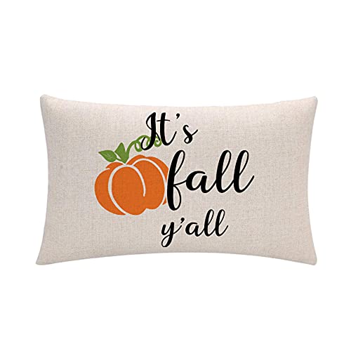 Set of 2 Autumn Pumpkin Throw Pillow Covers, 12" x 20" Farmhouse Decor