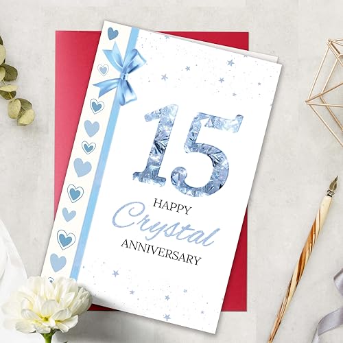 15th Anniversary Card for Wife & Husband - Romantic Keepsake