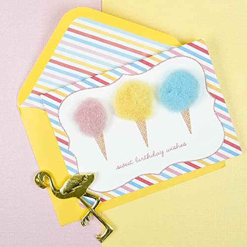 Papyrus Cotton Candy Birthday Card - Sweet Wishes, Elegant Design, 5x7