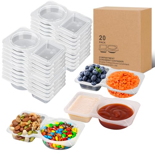 Reusable Snack Containers with Lids - 2 Compartment Portion Control Box