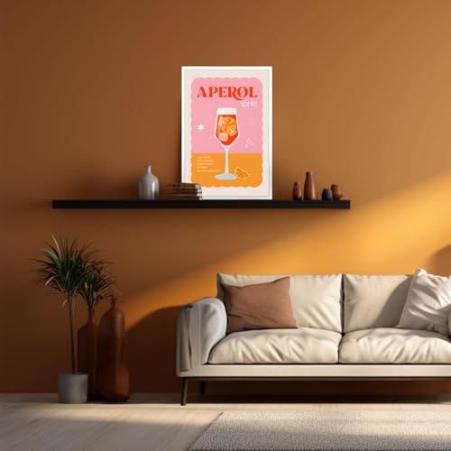 Aperol Spritz Wall Art Cocktail Canvas Poster 12x16in