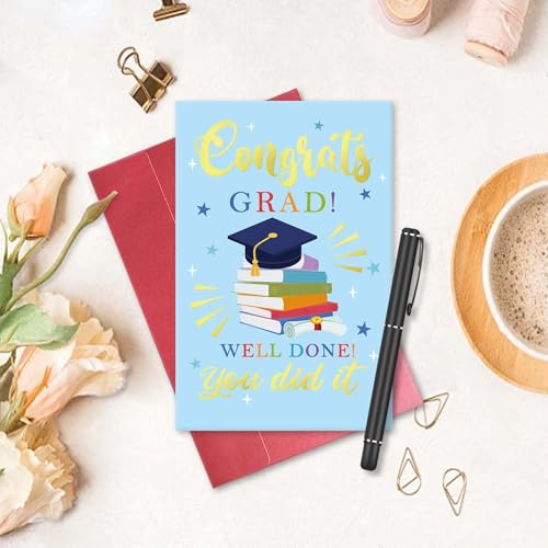 Congrats Grad Graduation Card - Premium 300gsm Greeting Card for Graduates