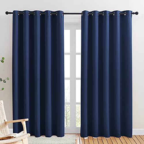 NICETOWN Navy Blackout Curtain Panels 70x84 Inches, 1 Pair, Thermal Insulated Grommet Drapes - Energy Saving, Light Blocking