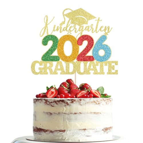 2026 Kindergarten Graduation Cake Topper - Gold Decoration