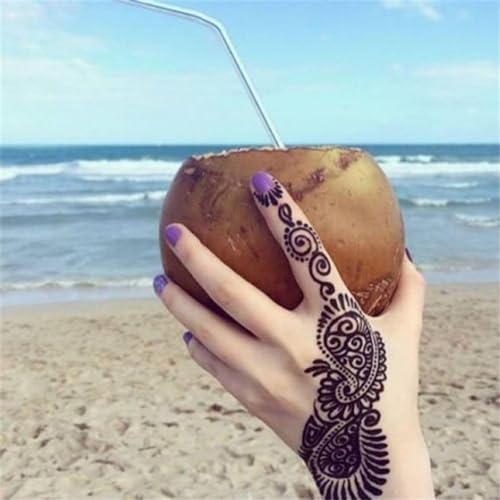 SelHeng 2Pcs Reusable Henna Tattoo Stencils Self-Adhesive Templates Kit