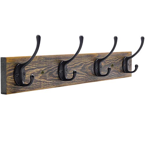 IBosins 17" Vintage Wall Mounted Coat Rack with 4 Hooks