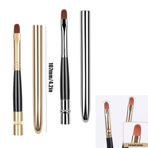 Glohscve 4 PCS Professional Lip Brushes with Caps - Travel Makeup Wand Set